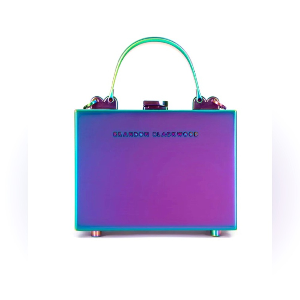 Brandon Blackwood Mini Trunk in Iridescent Stainless Steel with Chain St…